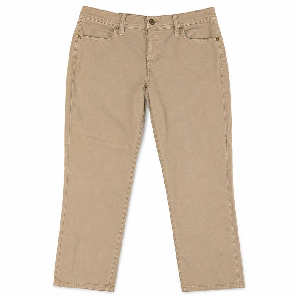 Tory Burch Cropped Jeans Women 31 Beige Tan Stretch Straight Ankle Pants